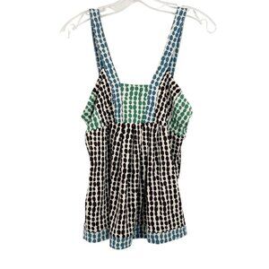 Vintage BCBGMaxAzria Y2K Polka Dot Square Neck Babydoll Tank Top Size Medium